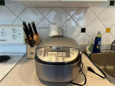 a slow cooker sitting on a counter in a kitchen at UBC Two-Bedroom Suite - Steps from Beach, Park & Golf - Full Kitchen in Vancouver