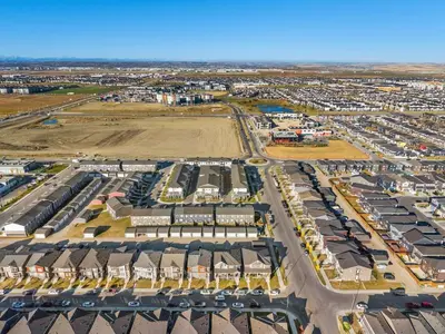 an aerial view of a parking lot at Modern 2BR Private Suite Near Calgary Airport in Calgary