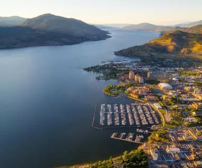 an aerial view of a marina on a lake at Corporate Stays Hazel 1 Bedroom in Burnaby