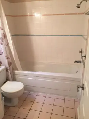 a bathroom with a white tub and a toilet at Tanglewood 19 in Parksville