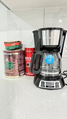 a blender sitting on top of a kitchen counter at Zillion’s Bliss - Basement Suite in Calgary