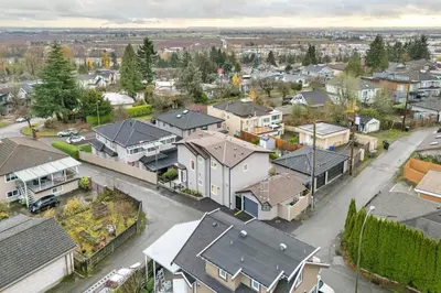 an aerial view of a residential neighbourhood with houses at 2393 Bonaccord Dr - Mattamel in Vancouver