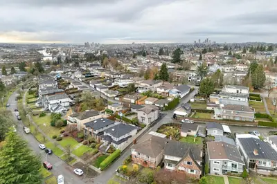 an aerial view of a residential neighborhood with houses at 2393 Bonaccord Dr - Mattamel in Vancouver