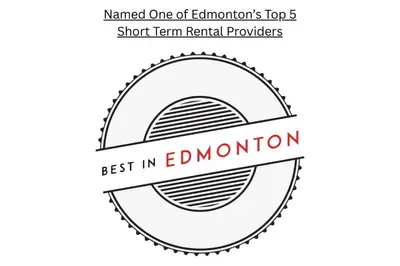 a label with the text best in information at The Breakfast Club Suite - KingBed& AC - Patio - UG Park in Edmonton