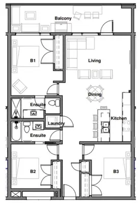 a floor plan of a house at Modern 3BR unit in the heart of Calgary in Calgary