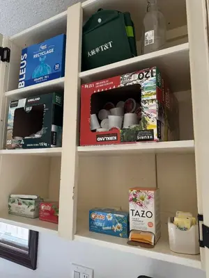 a shelf with some food items on it at Fully furnished House near GrayNuns, Millwoods in Edmonton