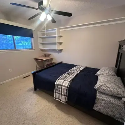 3 Private rooms with built-in closet & desk