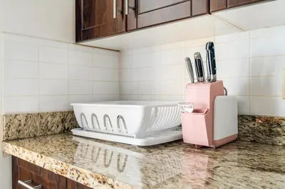 a kitchen counter with a white appliance on it at Central Vancouver 1BR Close to Transit in Vancouver