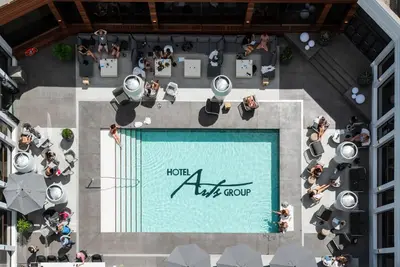 an overhead view of a pool on a building at Hotel Arts in Calgary