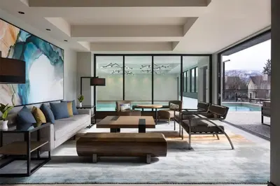 a living room with a couch and a table at Doubletree By Hilton West Kelowna in West Kelowna
