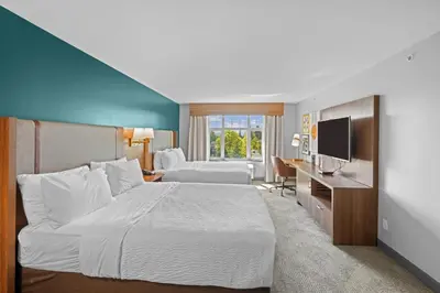 a hotel room with a bed and a television at Holiday Inn Hotel & Suites Surrey East - Cloverdale by IHG in Surrey
