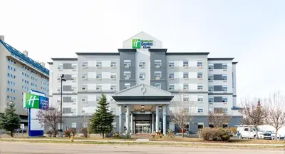 a hotel building with a gazebo in front of it at Holiday Inn Express Hotel & Suites-Edmonton South by IHG in Edmonton