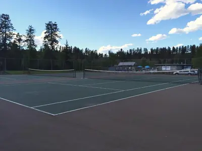 a tennis court with a net on top of it at Evergreen Motel in Princeton