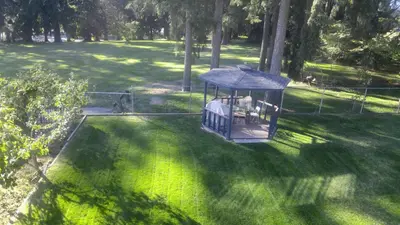 an aerial view of a gazebo in a park at Vancouver Jenny's Guesthouse in Coquitlam