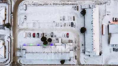 an overhead view of a parking lot with cars at Northern Lights Inn in Fort Saint John