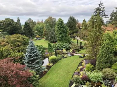 an aerial view of a garden at Cozy Bedrooms Guest House in Vancouver