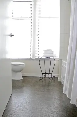 a bathroom with a toilet and a sink and two windows at Hotel Rialto in Victoria