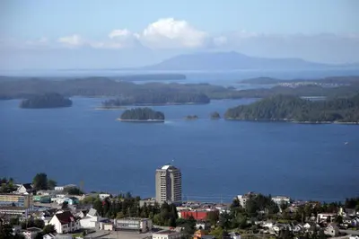 a view of a city and a large body of water at Highliner Hotel in Prince Rupert