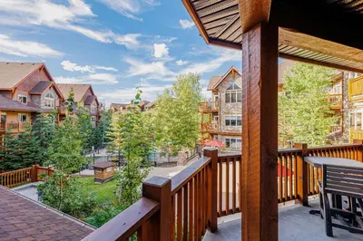 a view from the balcony of a condo at a resort at Stoneridge Mountain Resort in Canmore