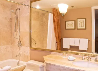 a bathroom with a tub and a sink and a shower at Wedgewood Hotel & Spa - Relais & Chateaux in Vancouver