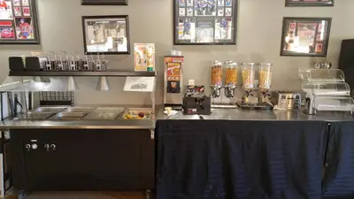 a counter in a coffee shop with a counter top at Wabasca Inn in Wabasca