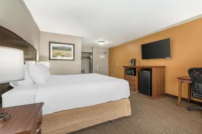a hotel room with a large bed and a television at Best Western The Westerly Hotel in Courtenay