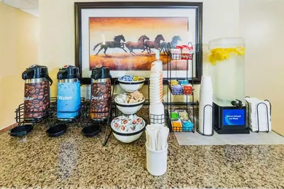 a counter with a bunch of items on it at Comfort Inn & Suites in Edson