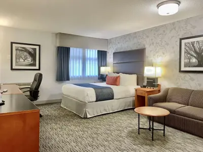 a hotel room with a bed and a couch at Best Western Plus Regency Inn and Conference Centre in Abbotsford
