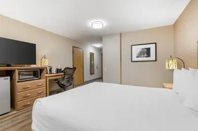 a hotel room with a bed and a flat screen tv at Best Western Plus Country Meadows Inn in Aldergrove