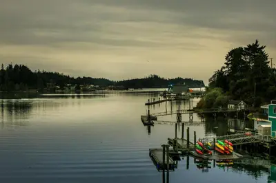 a large body of water with boats in it at Black Rock Landing in Ucluelet