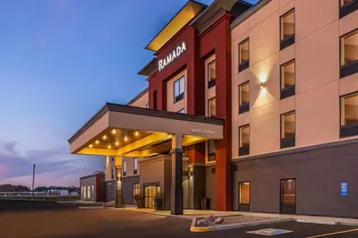 a rendering of a hotel front of a building at Ramada by Wyndham St Paul AB in St. Paul