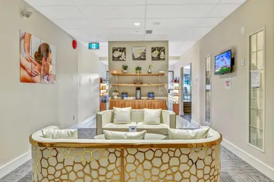 a waiting room with a couch in a store at Oceanfront Suites at Cowichan Bay in Cowichan Bay