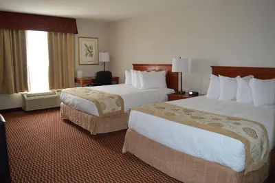 a hotel room with two beds and a window at Best Western of Olds in Olds