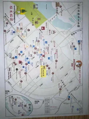 a close up of a map of a city at Discovery Inn in Yellowknife