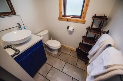 a bathroom with a sink and a toilet at Grizzly Paw B&B in Clearwater