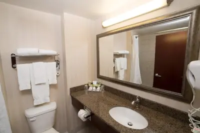 a bathroom with a sink and a mirror at Holiday Inn Express Hotel & Suites - Slave Lake by IHG in Slave Lake