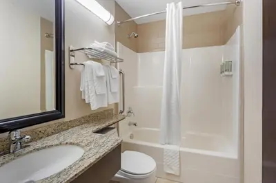 a bathroom with a sink and a toilet and a shower at Best Western Bonnyville Inn & Suites in Bonnyville