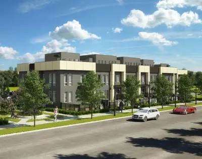 a rendering of a building with cars parked in front of it at Home Sweet Condo in Calgary