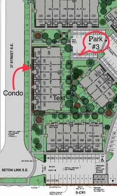 a map of the proposed plan for a park at Home Sweet Condo in Calgary