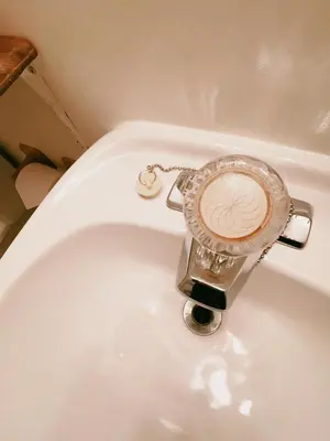 a clock sitting on a toilet in a bathroom at Alpine Meadows Lodge in Golden