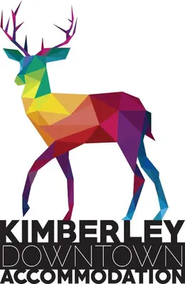 a colorful geometric illustration of a reindeer with the words immigration at Kimberley Downtown Accommodation in Kimberley