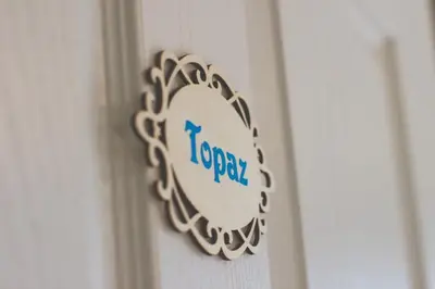 a sign on a door that reads i spy at Rae Leigh Heights BnB in Saanichton