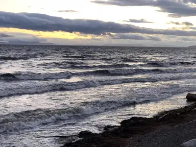 a view of the ocean from the beach at sunset at Star of the Sea guest house in White Rock