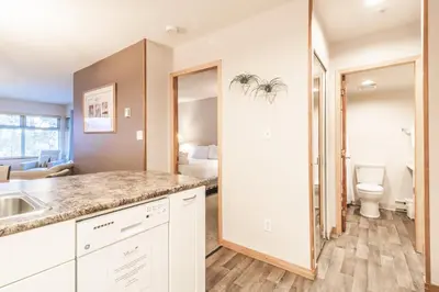 a kitchen with a sink and a toilet in a room at Lake Placid Lodge by Elevate Vacations in Whistler