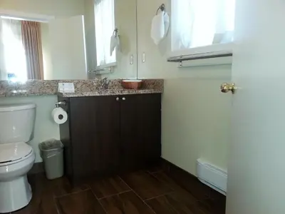 a bathroom with a toilet and a sink at Barclay Hotel in Vancouver