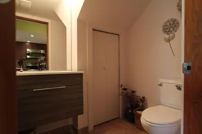 a bathroom with a toilet and a sink at Lagoons Condos by Whistler Retreats in Whistler