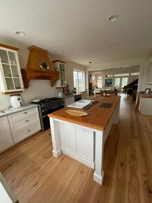 a kitchen with a wooden counter top in a room at Eaglenest Manor Cowichan in Duncan