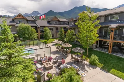 an aerial view of the courtyard of a hotel at Copperstone Resort in Dead Man's Flats