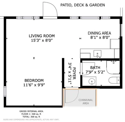 a floor plan of a small house at Manna House in Denman Island