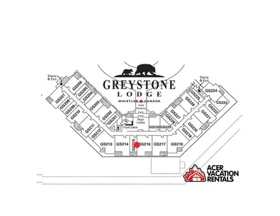 a floor plan of the greenstone lodge at Greystone Lodge 216 Ski-in Out in Whistler